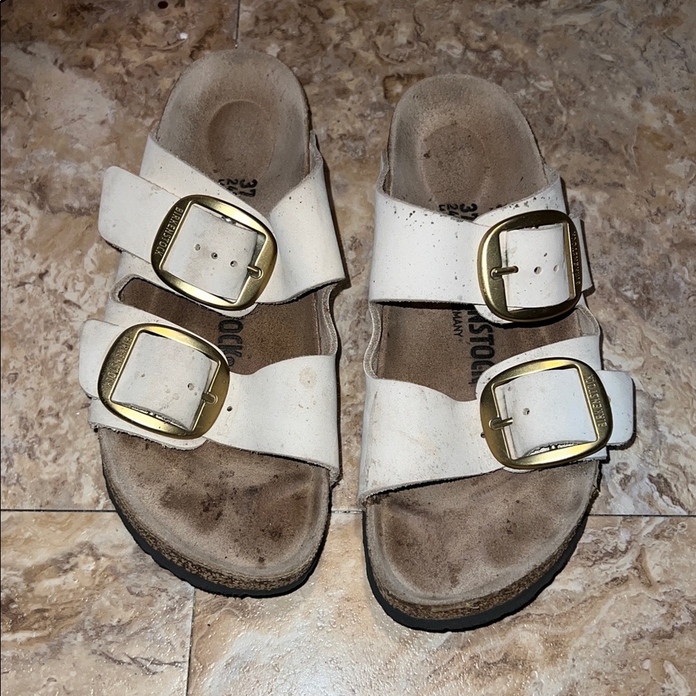 SOLD Birkenstock Big Buckle White Sandals